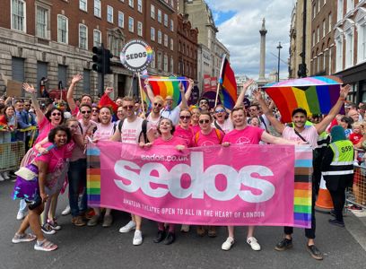 Sedos members at Pride in 2022. Join us at Pride London 2023